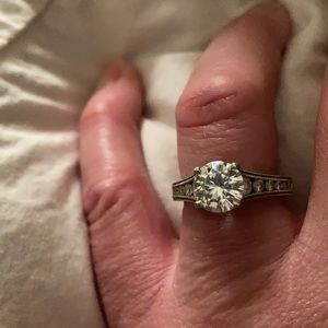 14K white gold diamond and moissanite ring